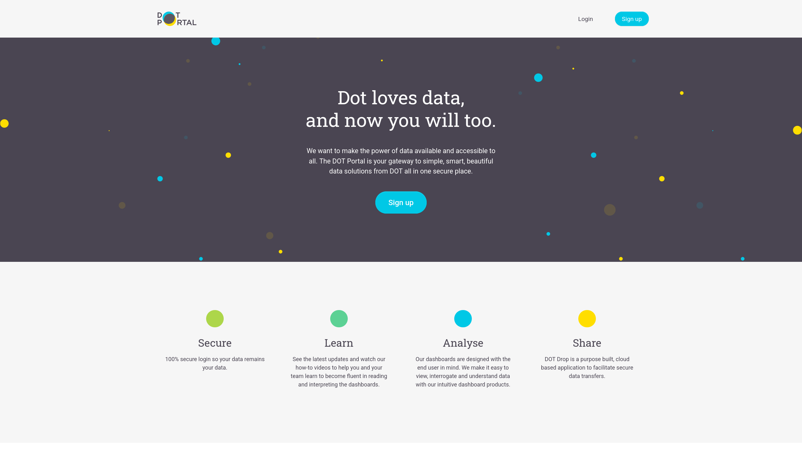 Project screenshot of DOT Portal